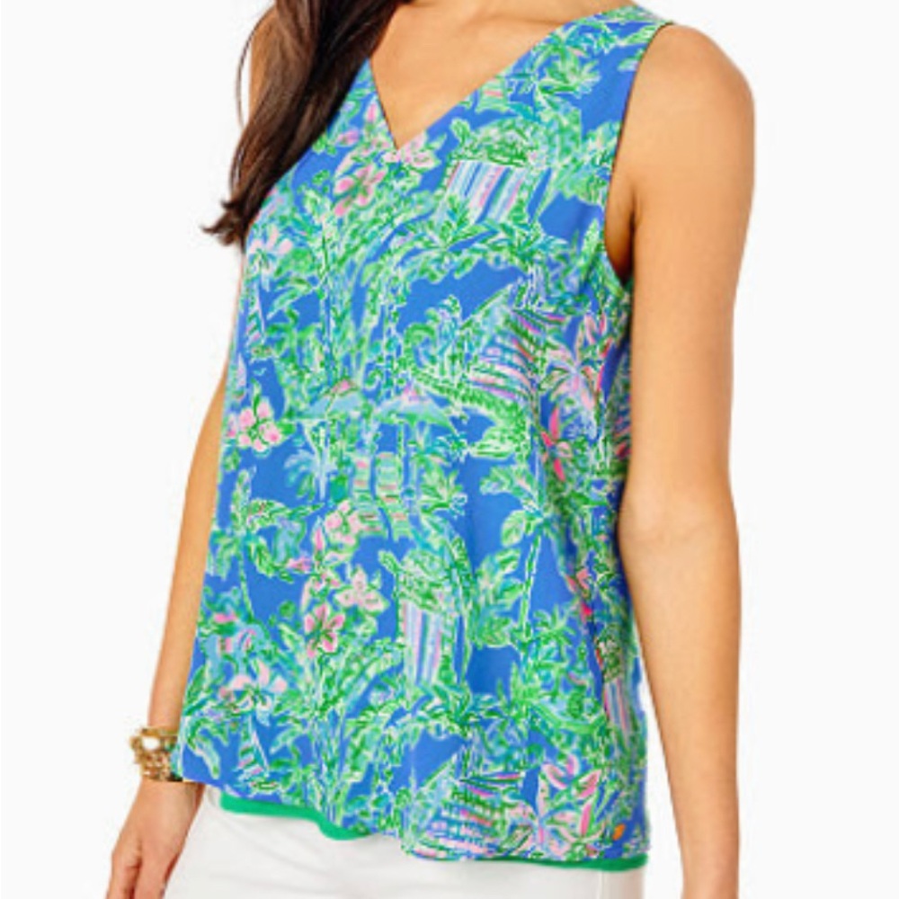 NWT Lilly Pulitzer Vibrant Blue and Green Florin Sleeveless Tank Top